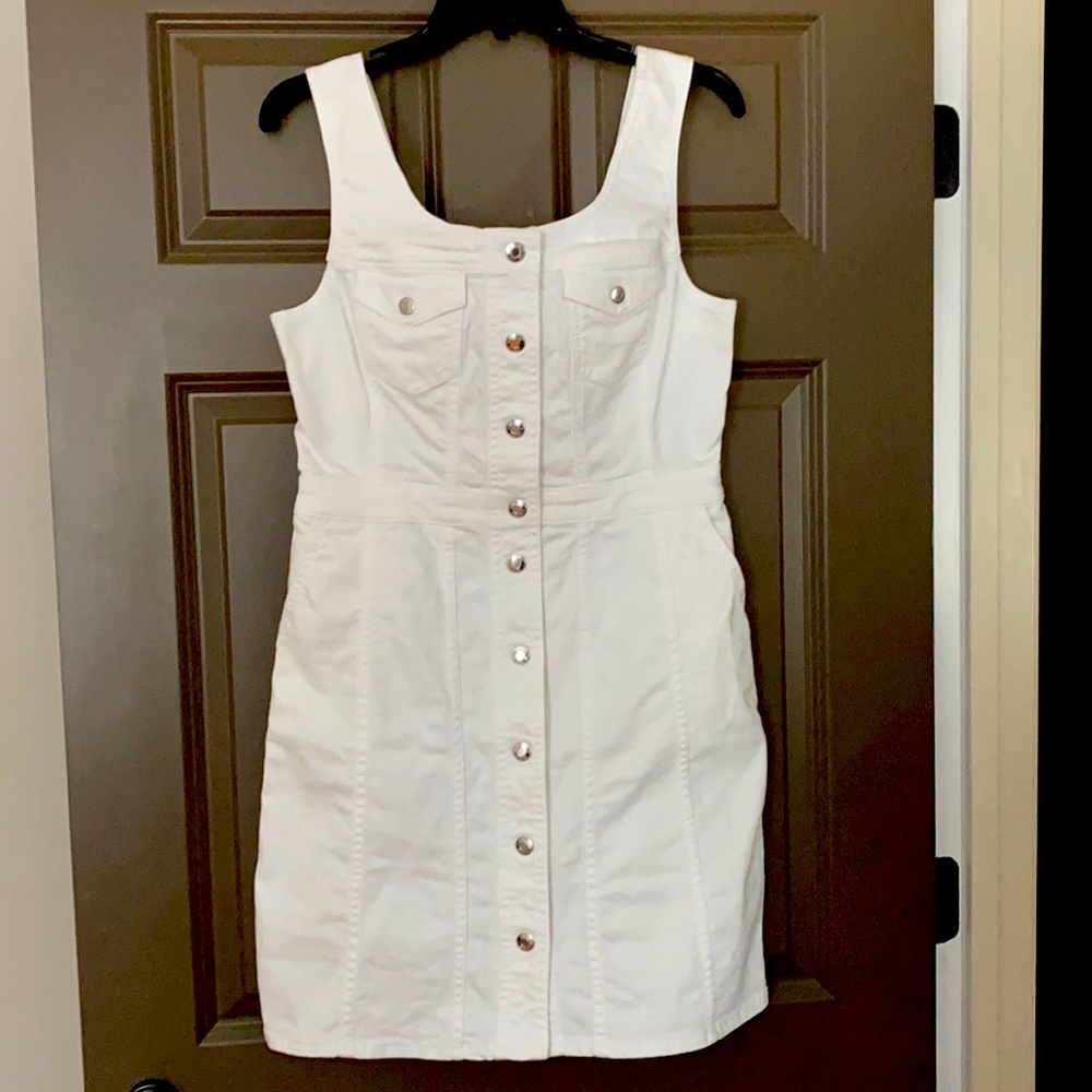 White jean dress from J. Crew